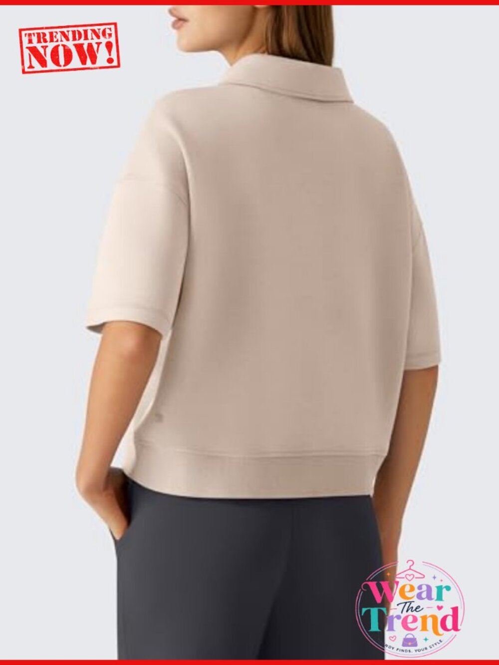 Women's Modal Polo Shirt Short Sleeve 1/4 Zip Business Casual Top - Picture 4 of 6